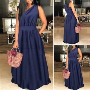 One Shoulder, Cinch Waste, Full Maxi Dress